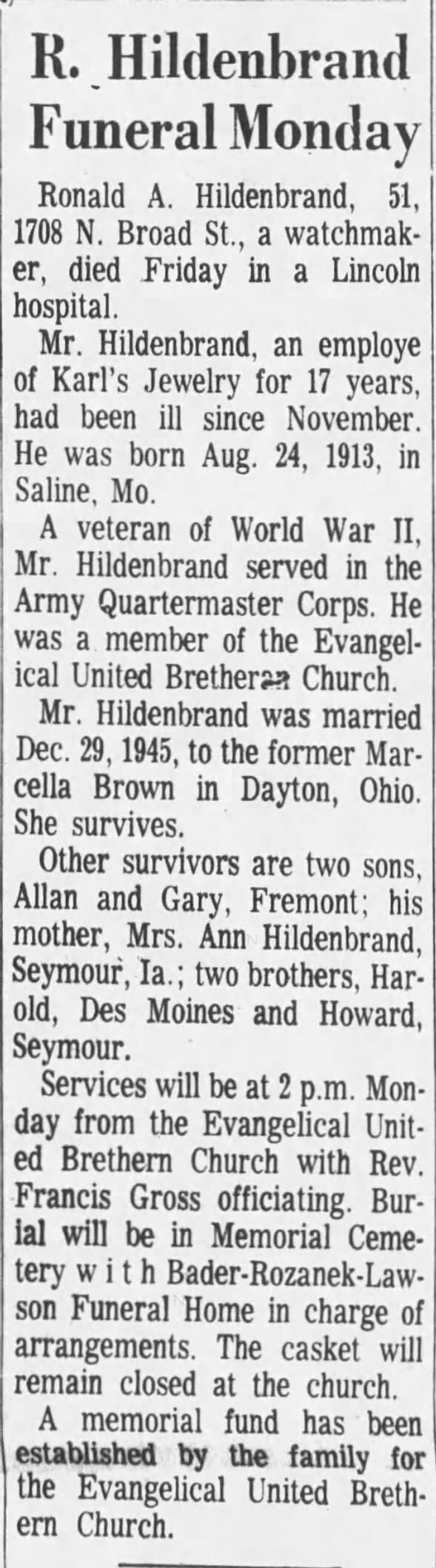 Obituary for Ronald A. Hildenbrand (Aged 51)